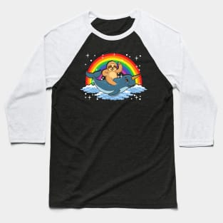 Sloth Riding Narwhal Adorable Unicorn Of The Sea Baseball T-Shirt